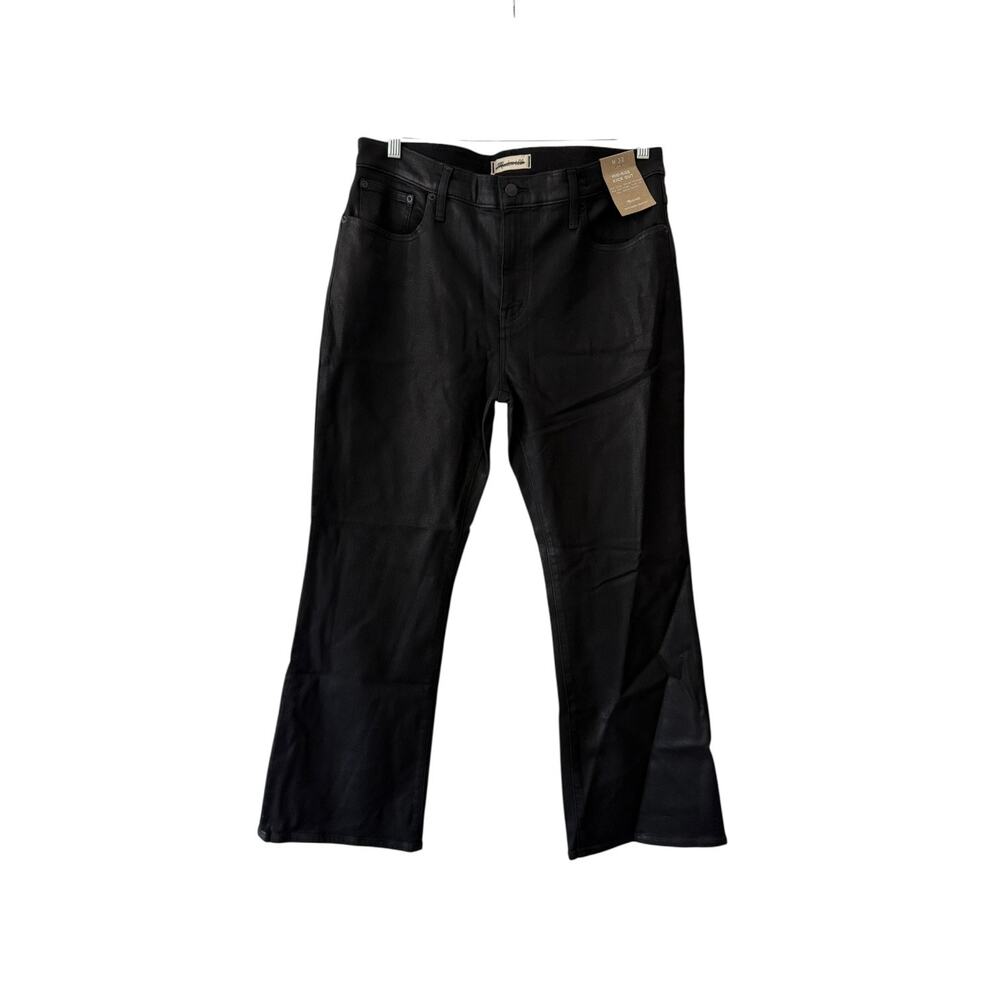 madewell kick out crop jeans in true black wash: coated edition nn472 size 32 - Picture 2 of 7
